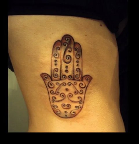 Melania - Hamsa: real inked placement tattoo photo thumbnail