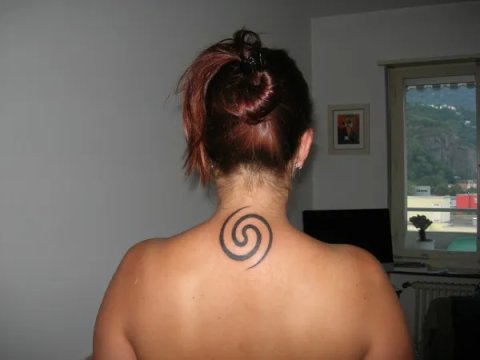 Melanie - Double spiral: real inked placement tattoo photo thumbnail