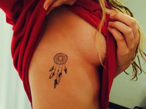 Micaela - dreamcatcher: real inked placement tattoo photo thumbnail