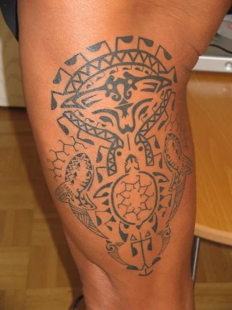 Michael - Polynesian Ocean: real inked placement tattoo photo thumbnail