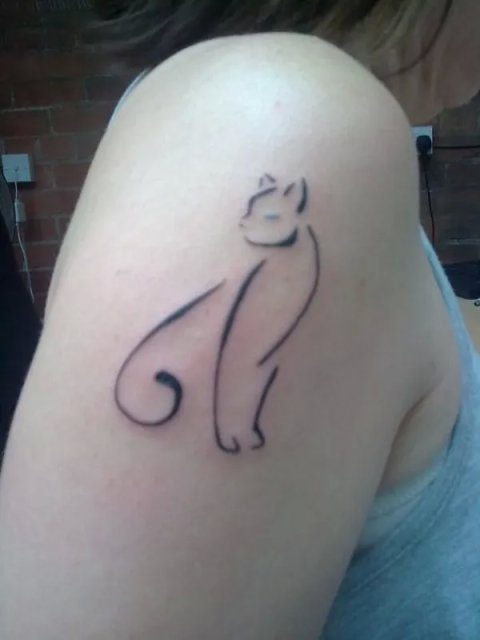 Michele - Stylized cat: real inked placement tattoo photo thumbnail