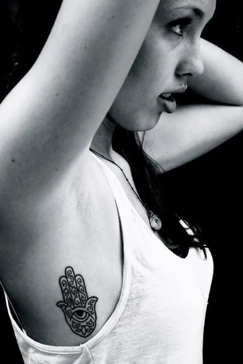 Mira - Hamsa: real inked placement tattoo photo thumbnail