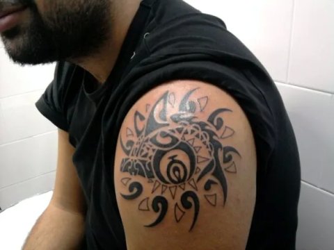Mirko - Sun and eye: real inked placement tattoo photo thumbnail