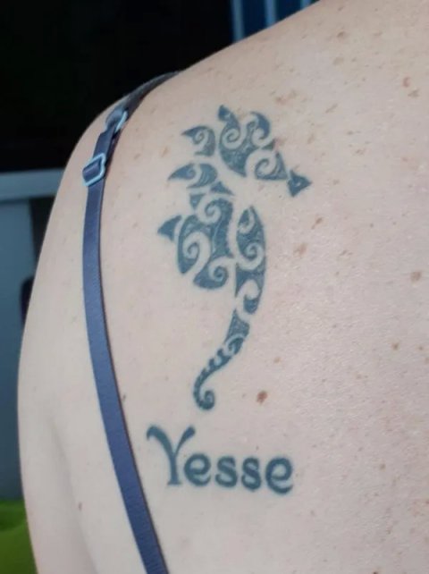 Natascha - Seahorse: real inked placement tattoo photo thumbnail