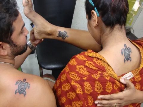 Natasha - Tortoise: real inked placement tattoo photo thumbnail
