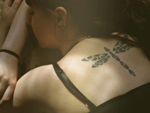 Natasha - dragonfly: real inked placement tattoo photo thumbnail