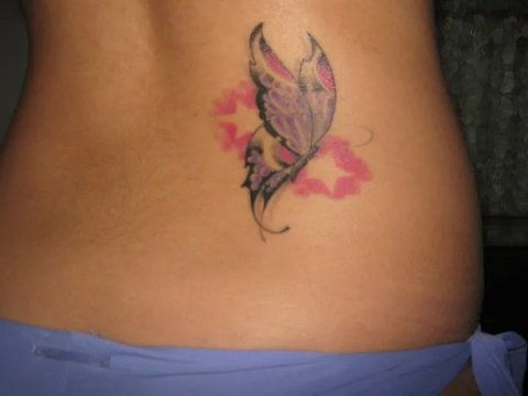 Nicole - Butterfly and stars: real inked placement tattoo photo thumbnail