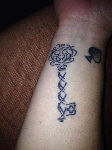 Pam - Skeleton key: real inked placement tattoo photo thumbnail
