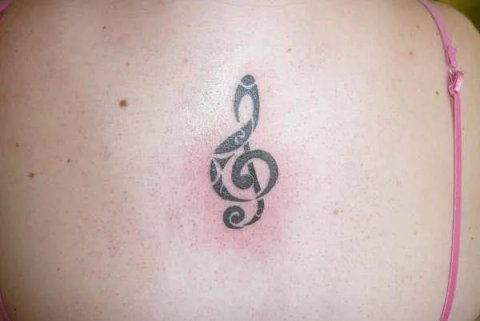 Philippa - Treble clef: real inked placement tattoo photo thumbnail
