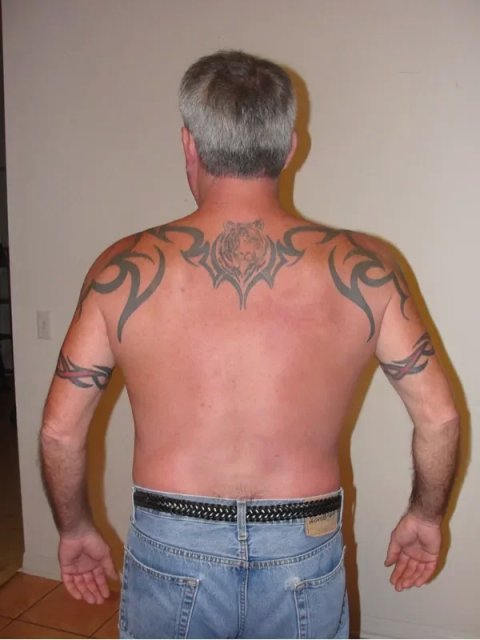 Randy - Back view: real inked placement tattoo photo thumbnail