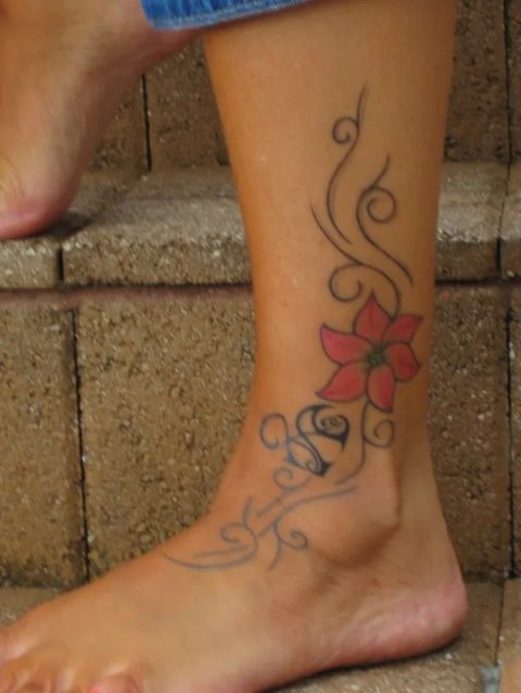 Rebecca - Heartigram and flowers: real inked placement tattoo photo thumbnail