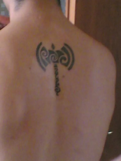 Renzo - Tribal labrys: real inked placement tattoo photo thumbnail