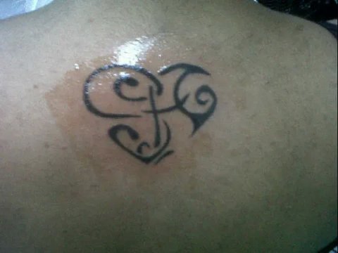 Saira - S+A heart: real inked placement tattoo photo thumbnail