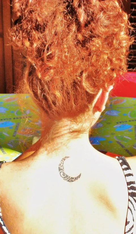Selene - Maori moon: real inked placement tattoo photo thumbnail