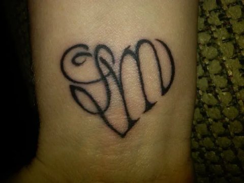Shawna - L+M heart: real inked placement tattoo photo thumbnail