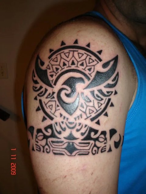 Sidnei - Sun and eagle: real inked placement tattoo photo thumbnail