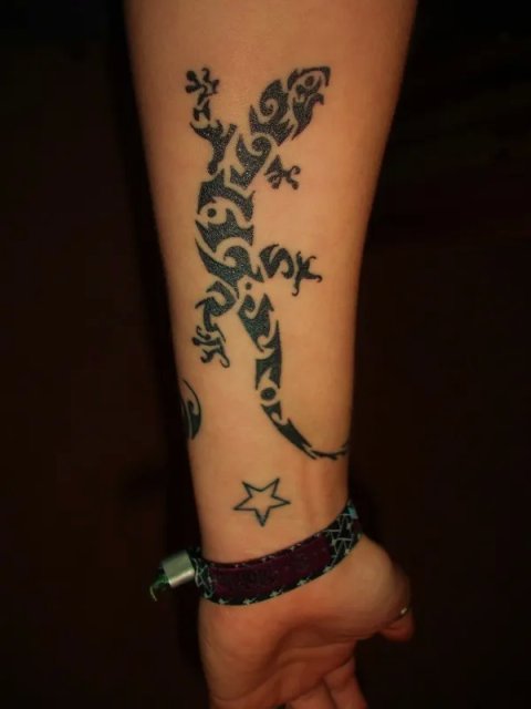 Sina - Gecko: real inked placement tattoo photo thumbnail