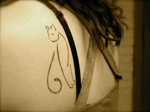 Snoopy - Stylized cat: real inked placement tattoo photo thumbnail