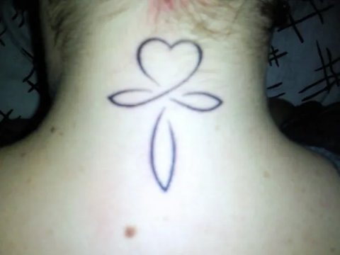 Sophie - Ankh and heart: real inked placement tattoo photo thumbnail