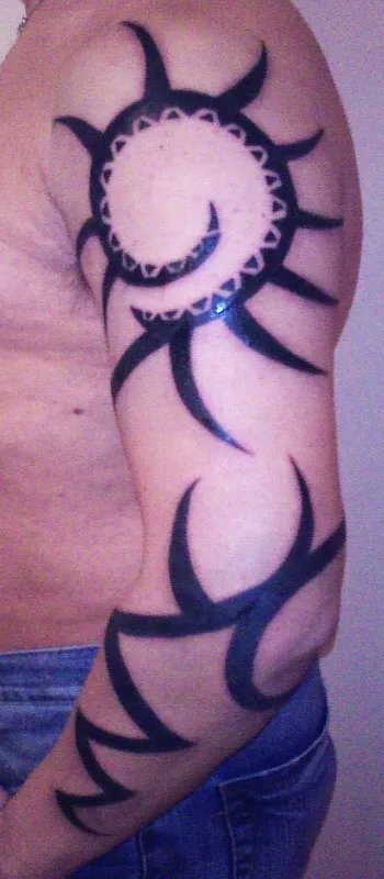 Stefano - Tribal sleeve: real inked placement tattoo photo thumbnail
