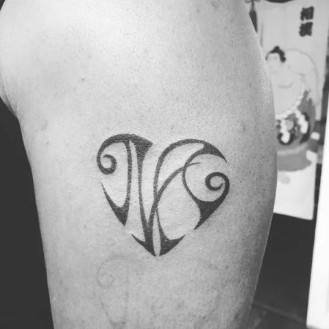 Stephen - N+A heart: real inked placement tattoo photo thumbnail