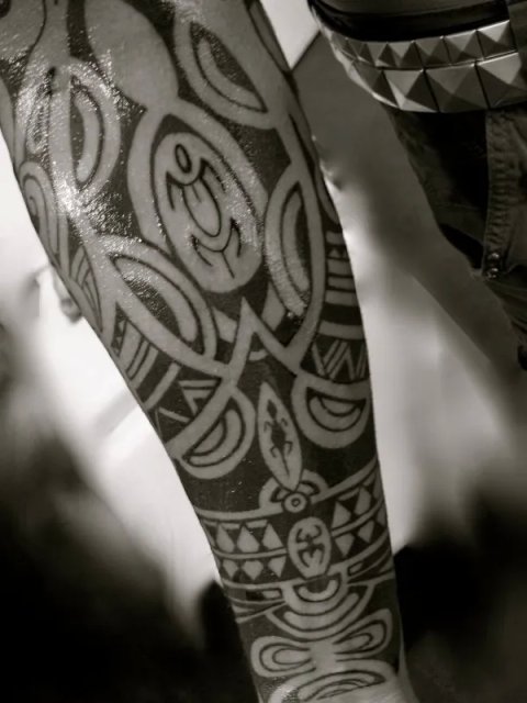 Tanne - Polynesian forearm: real inked placement tattoo photo thumbnail