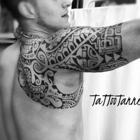 Tanne - Extended halfsleeve: real inked placement tattoo photo thumbnail