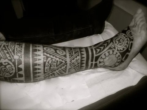 Tanne - Marquesan leg: real inked placement tattoo photo thumbnail