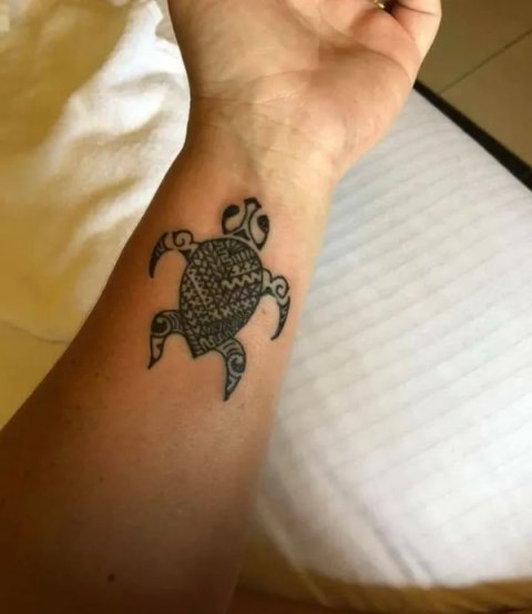 Tanya - Fijian turtle: real inked placement tattoo photo thumbnail