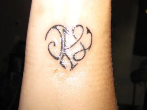 Theresa - J+K+L heart: real inked placement tattoo photo thumbnail