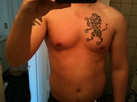 Thomas - Rampant lion: real inked placement tattoo photo thumbnail