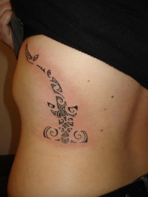 Victoria - Maori shark: real inked placement tattoo photo thumbnail