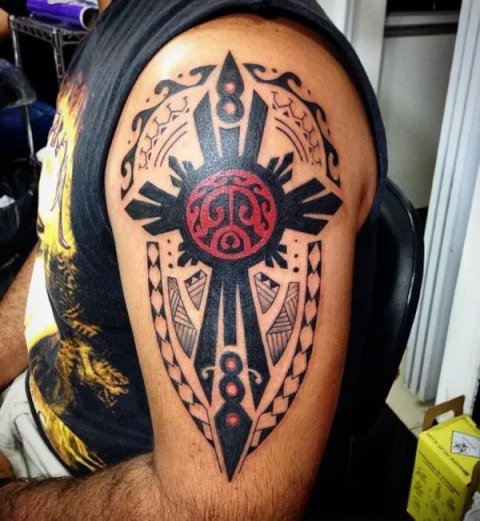 Wili - Filipino sun turtle: real inked placement tattoo photo thumbnail