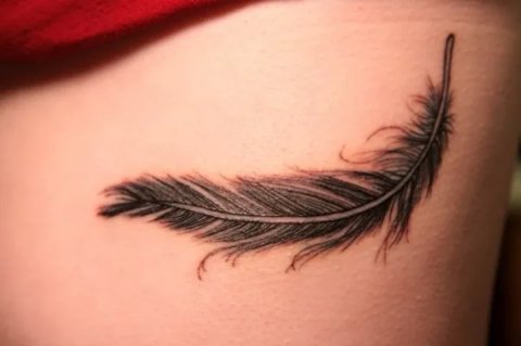 Yan - Feather: real inked placement tattoo photo thumbnail