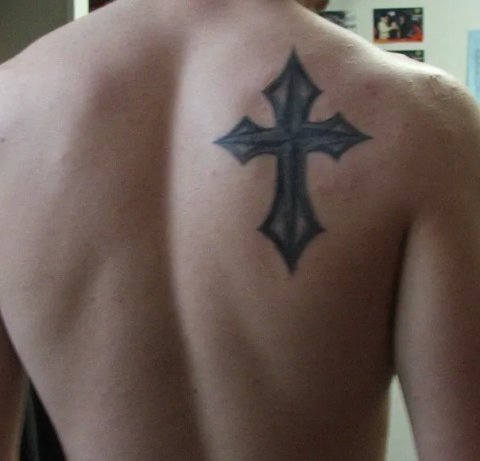 Zach - Cross: real inked placement tattoo photo thumbnail