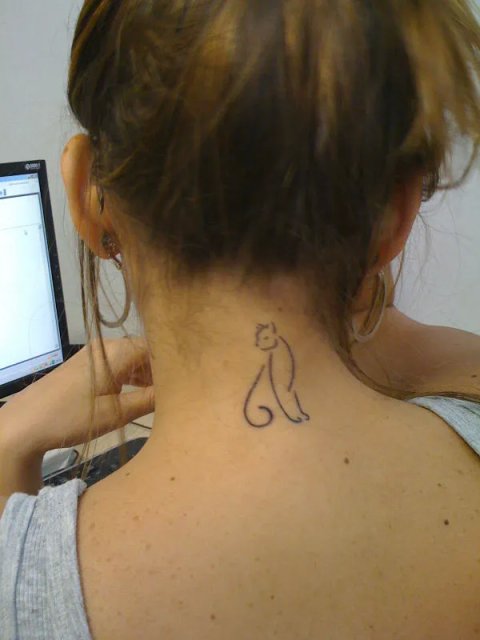 Sabrina - Stylized cat: real inked placement tattoo photo thumbnail