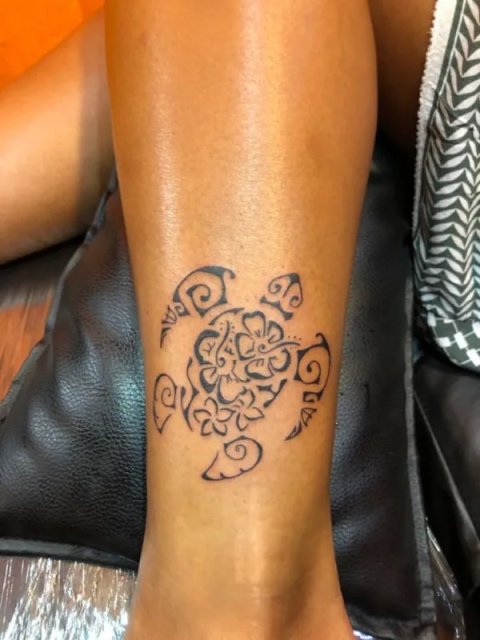 Guest - flowers turtle: real inked placement tattoo photo thumbnail