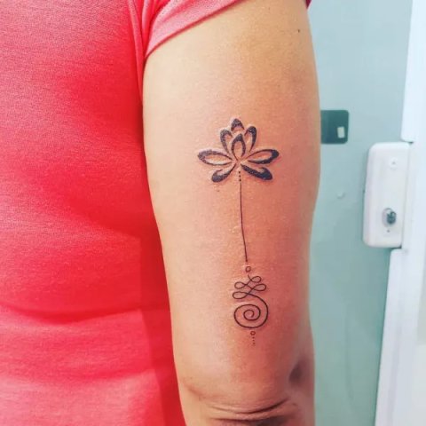 Guest - Lotus & unalome: real inked placement tattoo photo thumbnail