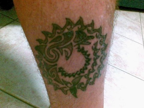 Luca - Sun dolphin: real inked placement tattoo photo thumbnail