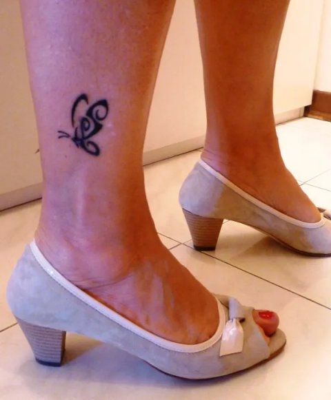Sara - S+L butterfly: real inked placement tattoo photo thumbnail
