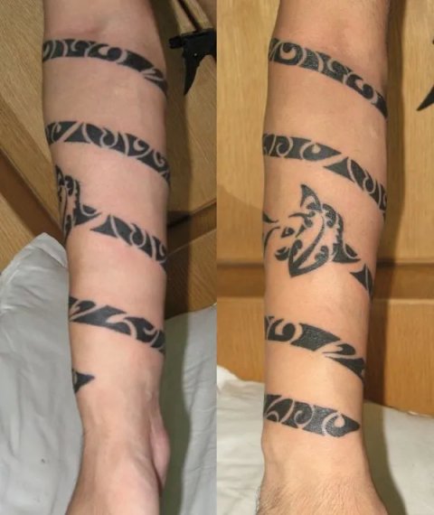 Zephyr - Polynesian spiral armband: real inked placement tattoo photo thumbnail