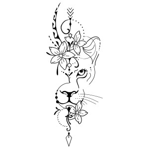 Lioness and arrow tattoo