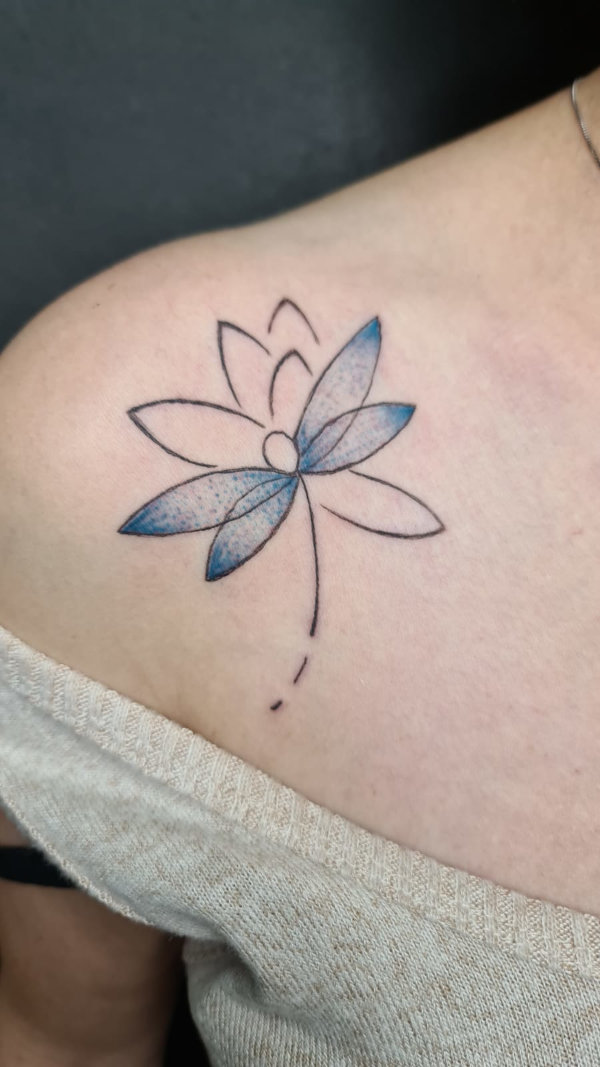 Milana - Dragonfly lotus tattoo photo